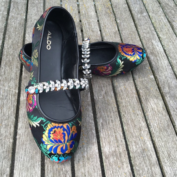 Aldo Shoes - Aldo Flats Rhinestones and Floral Jacquard Fabric